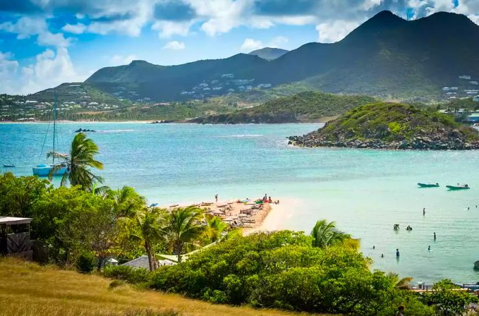 A picturesque view of a tropical island and water