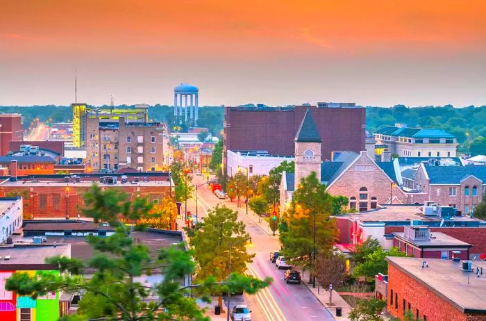 Columbia, Missouri, downtown city skyline