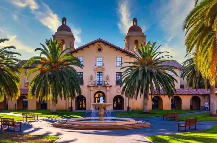 Buildings and corridors of Stanford University