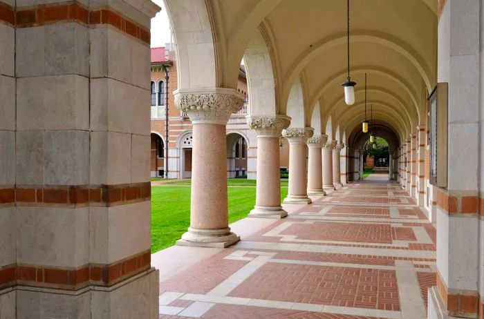 Interior hallway of Lovett Hall at Rice University.