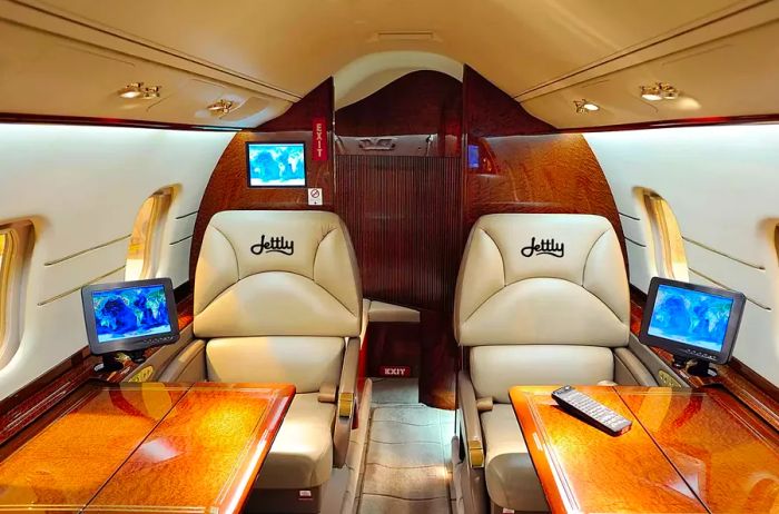 Interior view of a Jettly private jet