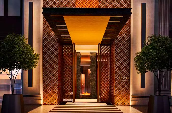 The entrance to Aman New York.