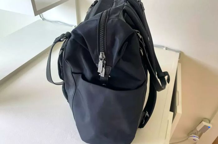 A sleek black backpack