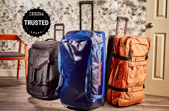 Collection of the finest rolling duffel bags showcased against a stylish backdrop