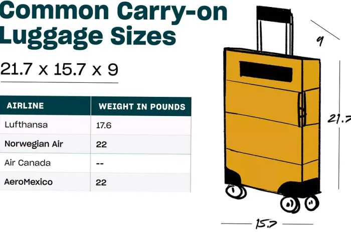 Overview of Common Carry-on Luggage Dimensions in a Table