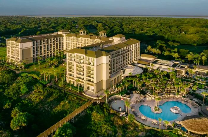 A view of the exterior and pool at The Ritz-Carlton, Amelia Island