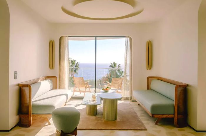 A view from the living area of a room at Hotel Belle Plage