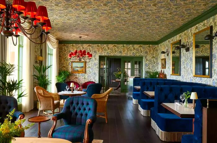 The dining room inside the restaurant at Marine Troon Hotel in Troon, Scotland