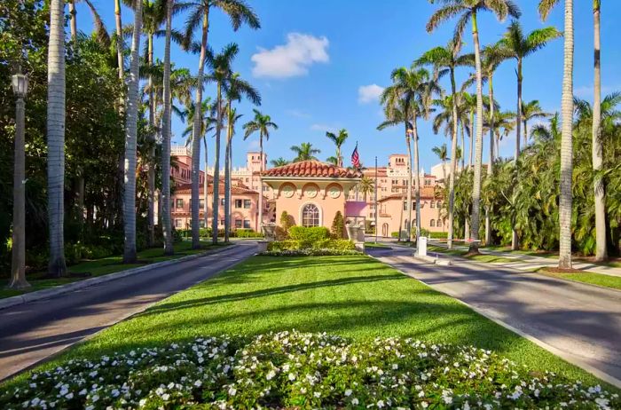 The stunning exterior of The Boca Raton hotel in Palm Beach, Florida