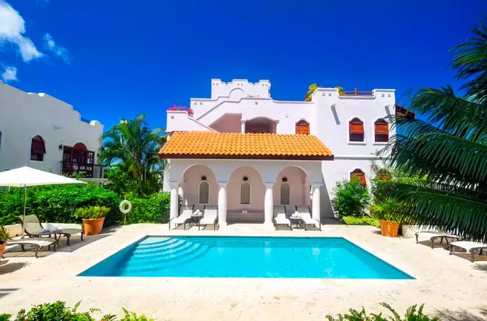 Poolside patio at Cap Maison