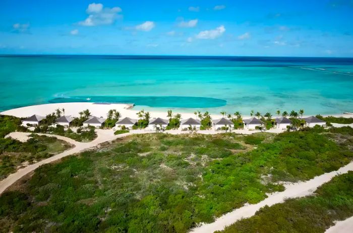 Aerial view of Ambergris Cay