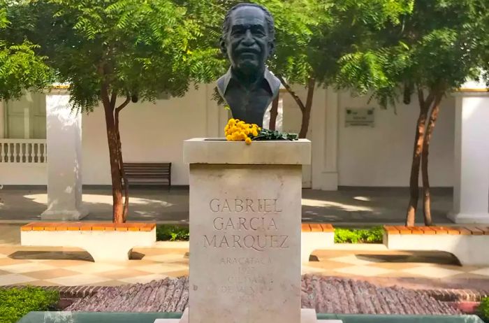 A bust of Gabriel García Márquez in Cartagena, Colombia