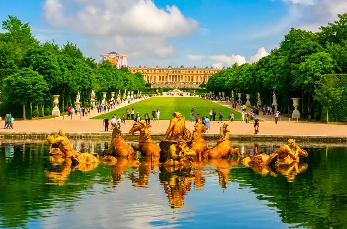 Fountain and gardens at the Palace of Versailles