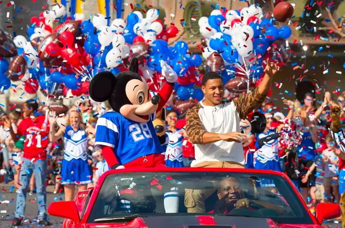 Super Bowl XLVII MVP Malcolm Smith Participates in the Parade at Disney World