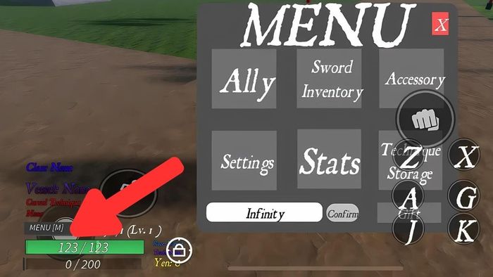 Hướng dẫn nhập mã code Jujutsu Legacy - bước 2