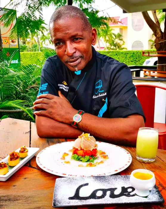 Caribbean culinary legend Chef Orlando Satchell at his namesake restaurant in Soufrière, Saint Lucia