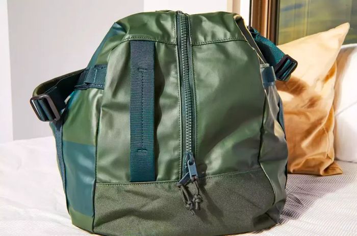 The profile view of the Away F.A.R. Duffle 70L