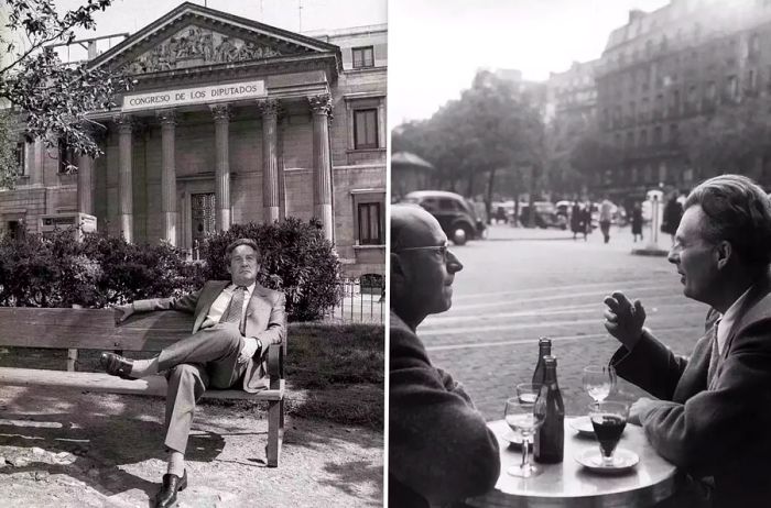 Two images: one features writer Octavio Paz, the other writer Aldous Huxley.