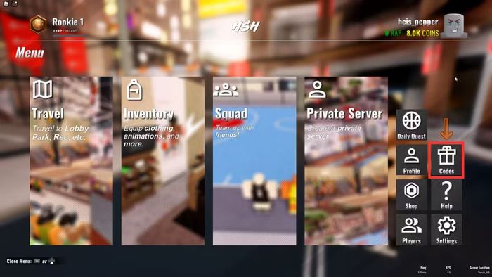 Hướng dẫn nhập mã code Highschool Hoops Demo - bước 2