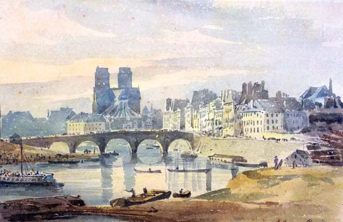 'Notre-Dame de Paris as seen from the Ile Saint-Louis', created in 1819. Artist: Amelia Long