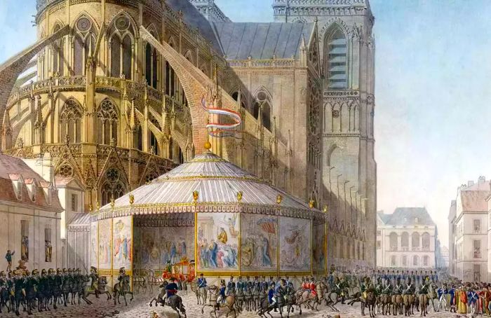 Coronation book by Percier and Fontaine: The Emperor's arrival at Notre-Dame