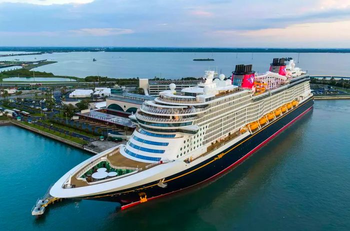 Disney Wish docked at Port Canaveral