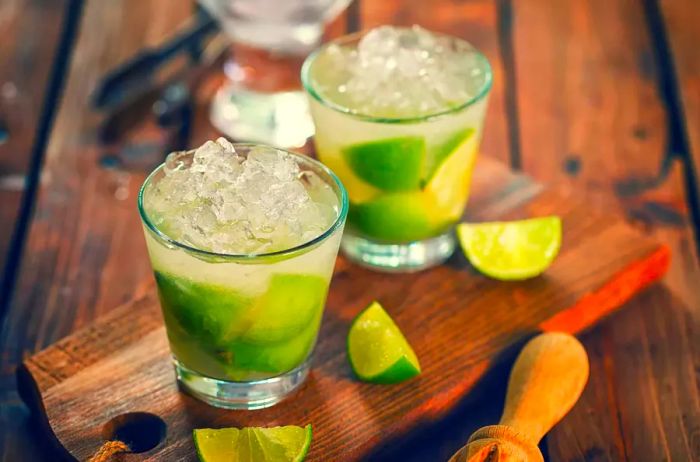 A caipirinha, crafted with a sugarcane spirit known as cachaça