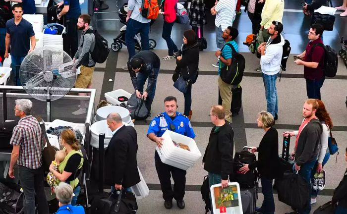 Passengers at Denver International Airport