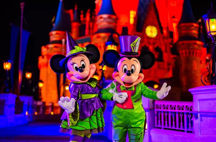 Mickey and Minnie dressed for Halloween