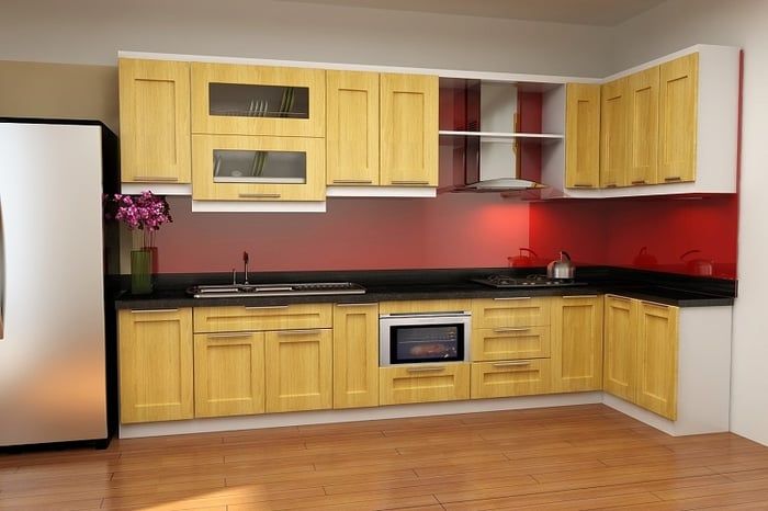 Hình ảnh mẫu tủ bếp gỗ sồi Nga kiểu chữ L 1
