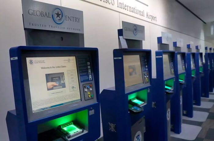 A view of the Global Entry computers at U.S. Customs and Border Protection located in San Francisco International Airport on Thursday, July 26, 2018.