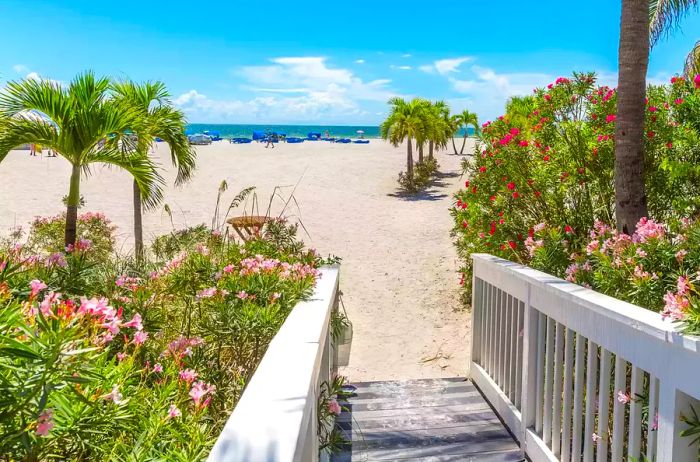 The boardwalk along the beach in St. Pete, Florida