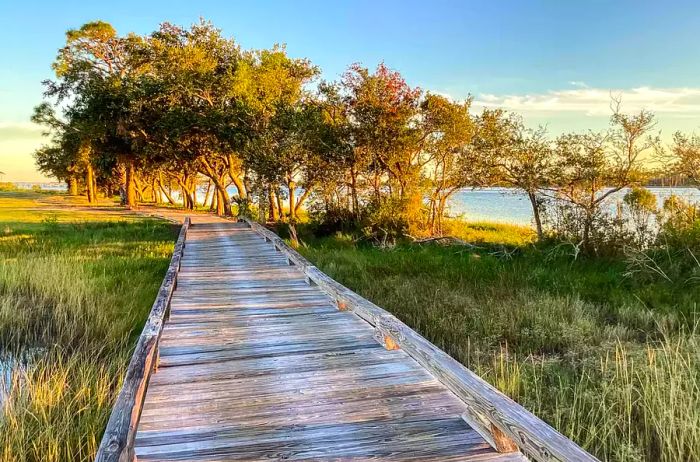 A breathtaking sunset over St. Andrews Bay in Panama City Beach, Florida, USA.