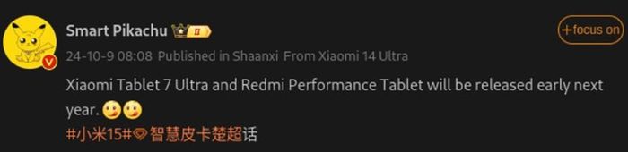 Xiaomi đang tiến hành phát triển Pad 7 Ultra