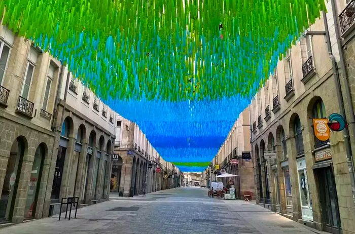 Canopy covering the shopping area in Rennes, France.