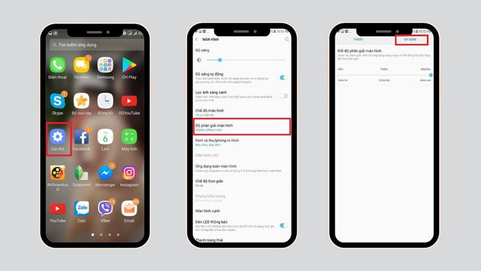 Hướng dẫn chỉnh DPI trên Samsung thông qua Thiết lập màn hình