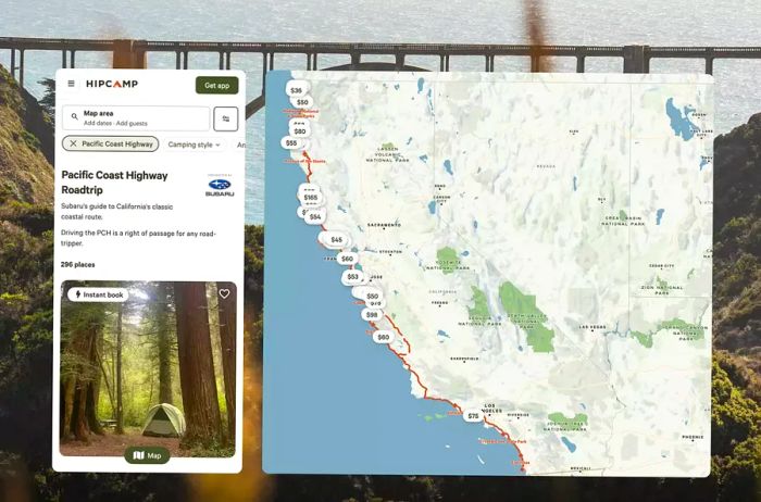 The Hipcamp and Subaru photo interactive map