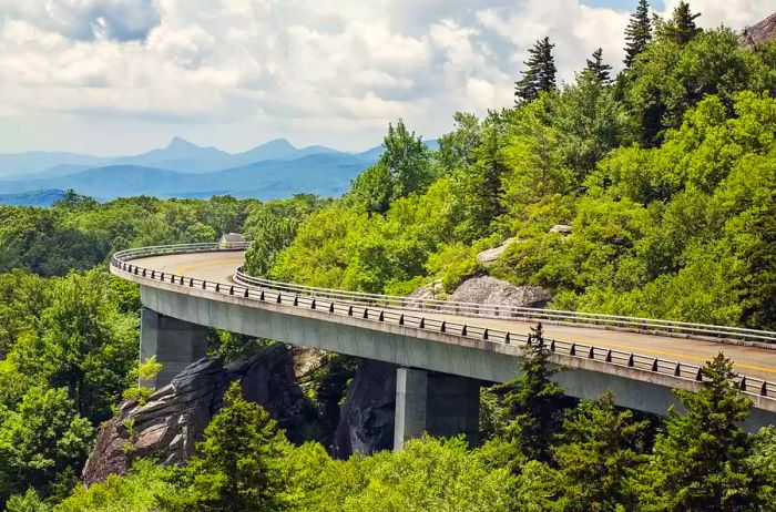 The Linn Cove Viaduct is a section of the Blue Ridge Parkway