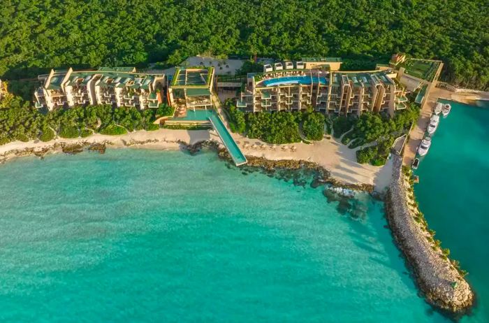 Aerial view of a resort in Mexico