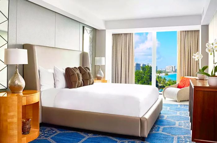 The interior of a guest room at Fairmont El San Juan Hotel