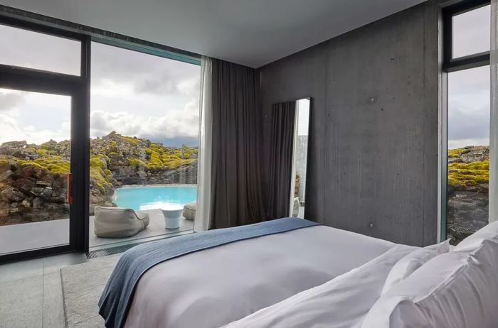 A guest room with a lagoon view at The Retreat at Blue Lagoon in Iceland