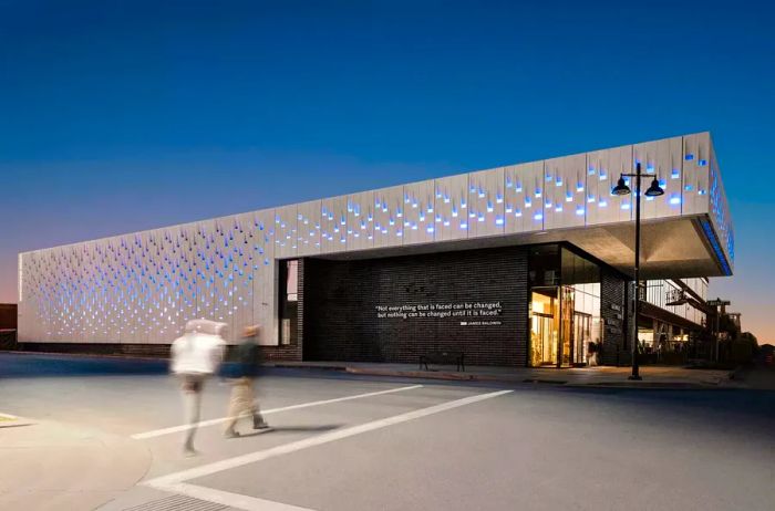 The exterior view of the Greenwood Rising history center located in Tulsa, Oklahoma.