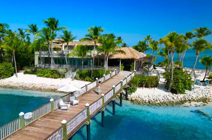 An aerial perspective of Little Palm Island Resort & Spa.