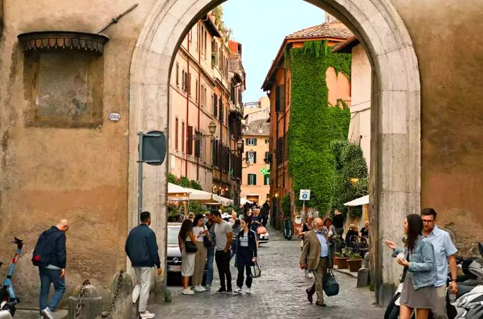 A vibrant street scene in Rome, Italy