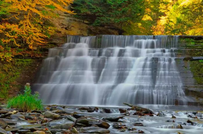 Cascading waterfalls at Stony Brook State Park, NY.