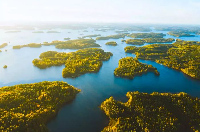 Stunning Aerial View of Lake Saimaa, Finland