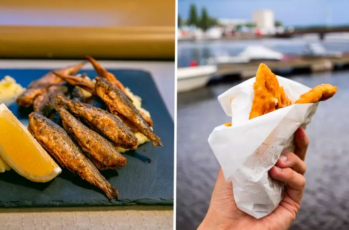 Fried Muikku fish and the popular Lörtsy pastry, local delicacies to savor.