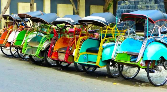 Becak, also referred to as a pedicab