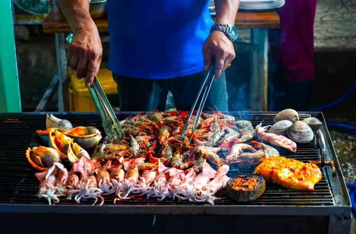 Street food stalls in Phu Quoc