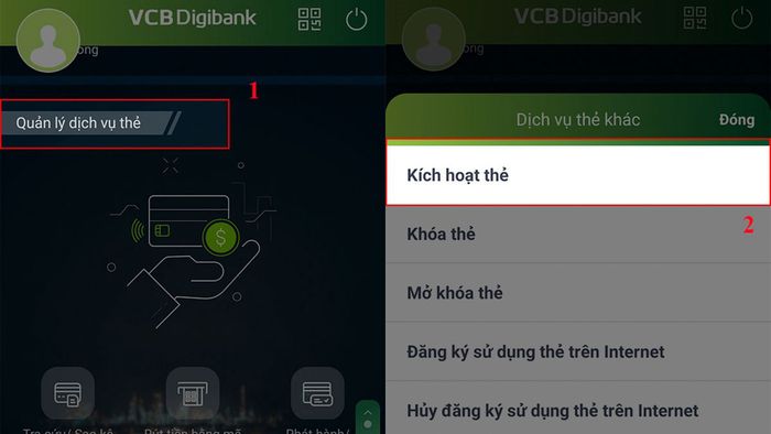 Hướng dẫn kích hoạt thẻ Vietcombank tại nhà bước 2